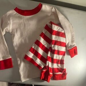 New Jammies Red and White Striped Pajama Set. Organic Cotton  3T